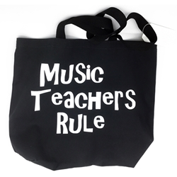 Notables Music Teachers Rule Black Tote Bag with White Lettering