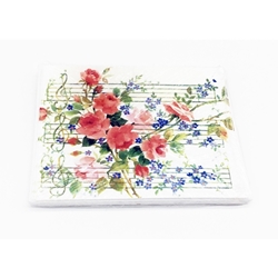 Music Treasures Roses & Musical Staff Note Blank Cards & Envelopes