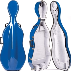 Bobelocl Fiberglass Suspension Cello Case w/wheels Blue/Grey