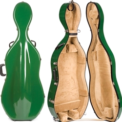 Bobelock Fiberglass Cello Case w/Wheels - Green w/ Tan Interior