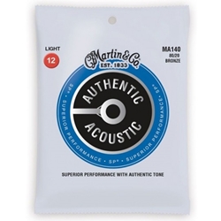 Martin MA140 Authenic 80/20 Bronze Strings Light Acoustic Guitar Strings