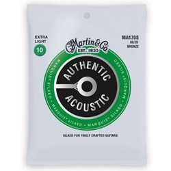 Martin MA170S Authentic Silked 80/20 Bronze Extra Light Acoustic Guitar Strings
